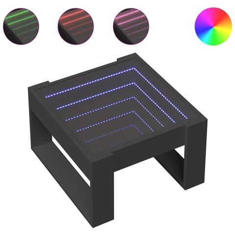 Tavolino Da Salotto Con Led Infinity Nero 50x53x30 Cm - Foto 2