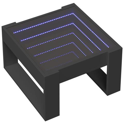 Tavolino Da Salotto Con Led Infinity Nero 50x53x30 Cm - Foto 3
