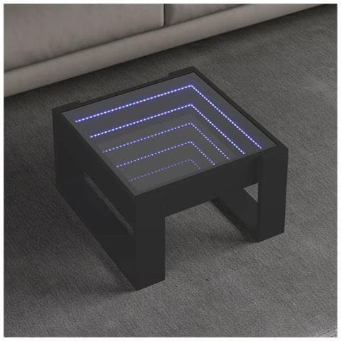 Tavolino Da Salotto Con Led Infinity Nero 50x53x30 Cm - Foto 1