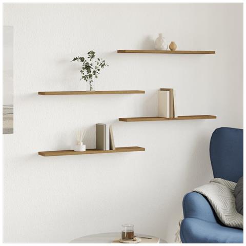 Mensole Parete 4pz Rovere Artigianale 60x20x1,5cm In Truciolato - Foto 3