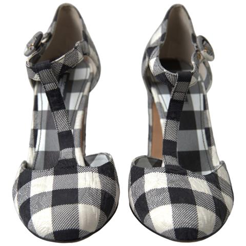 Scarpe Mary Janes In Broccato A Quadretti Bianchi E Neri - Eu40/us9.5 - Foto 2