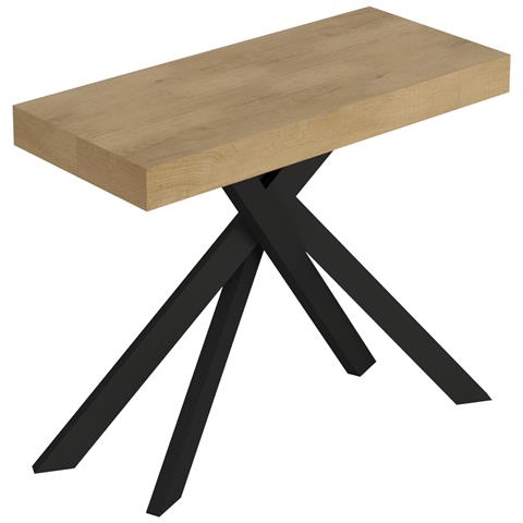 Consolle Allungabile 90x40/300 Cm Saki Quercia Natura Gambe Antracite - Foto 1