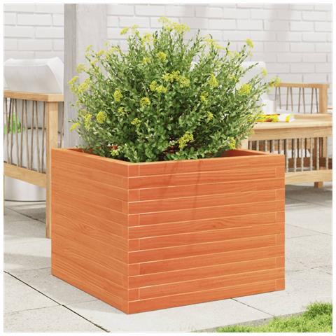 Fioriera Giardino Marrone Cera 60x60x46 cm Legno Massello Pino - Foto 2