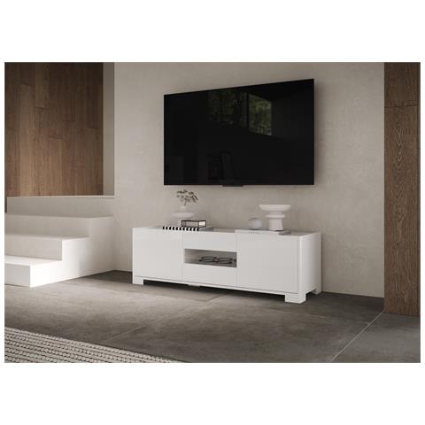 Porta Tv 3 Ante 130x40x40 Cm Riflesso Bianco Lucido - Foto 2