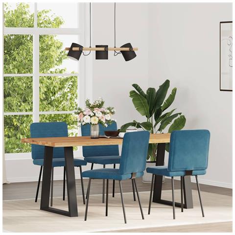 Sedie Da Pranzo 4 Pz Blu In Velluto - Foto 2