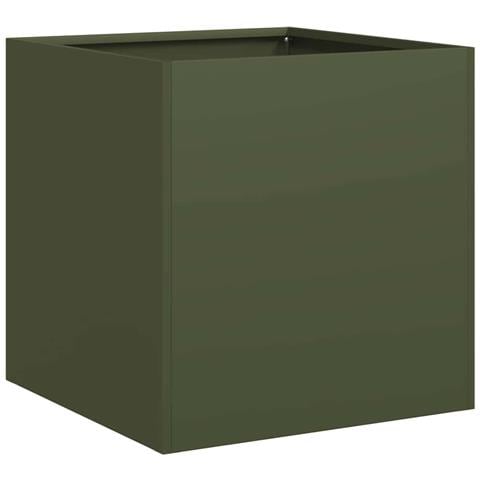 Fioriera Verde Oliva 40x40x40 Cm In Acciaio Laminato A Freddo - Foto 2
