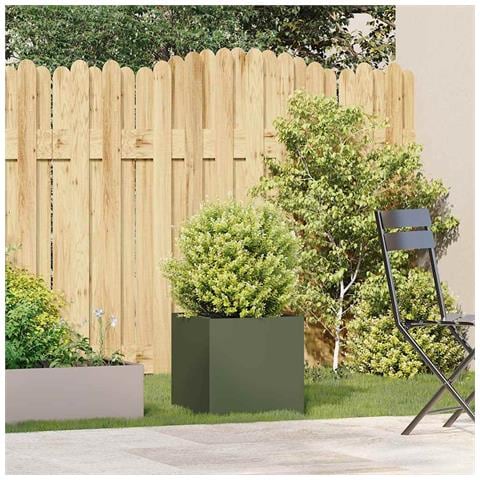 Fioriera Verde Oliva 40x40x40 Cm In Acciaio Laminato A Freddo - Foto 3
