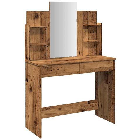Toeletta Con Specchio Legno Antico 96x39x142 Cm - Foto 2