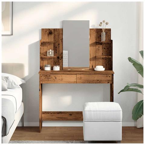 Toeletta Con Specchio Legno Antico 96x39x142 Cm - Foto 3