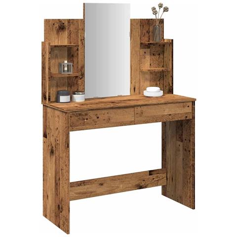 Toeletta Con Specchio Legno Antico 96x39x142 Cm - Foto 1