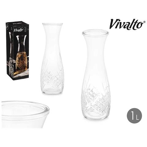 Brocca Intagliata Rombo Senza Manico 1000ml 10x10x28 Cm. Colore Trasparente - Foto 2