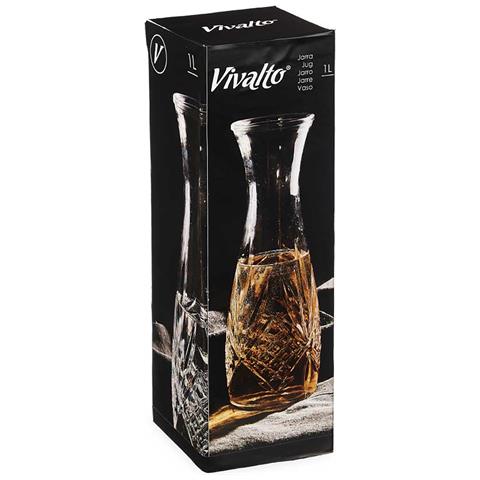 Brocca Intagliata Rombo Senza Manico 1000ml 10x10x28 Cm. Colore Trasparente - Foto 4