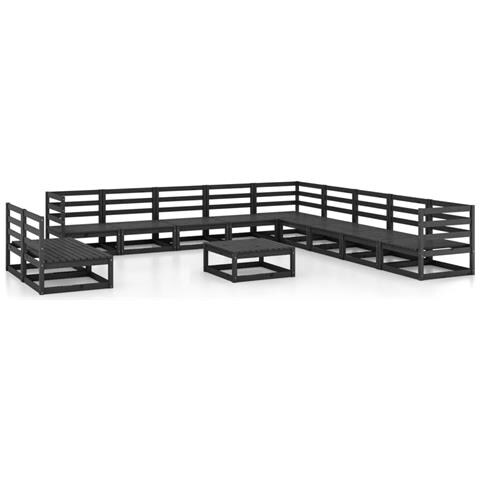 Set Divani Da Giardino 12 Pz Nero In Legno Massello Di Pino - Foto 1