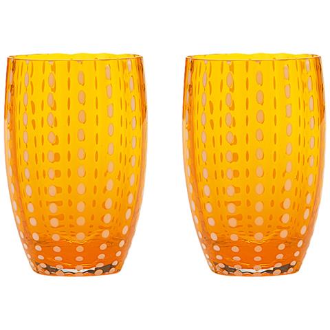 Zafferano Perle Bicchiere Colori Misti 1 - Vetro Colorato Soffiato A Bocca, 32 Cl, Lavorato A Mano - Set 6 Tumblers Artigianali Per Acqua O Cocktail - Foto 2
