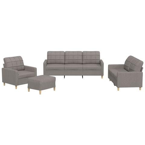 Set di Divani 4 pz con Cuscini Tortora in Tessuto - Foto 1