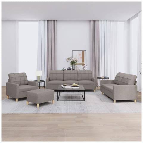 Set di Divani 4 pz con Cuscini Tortora in Tessuto - Foto 2