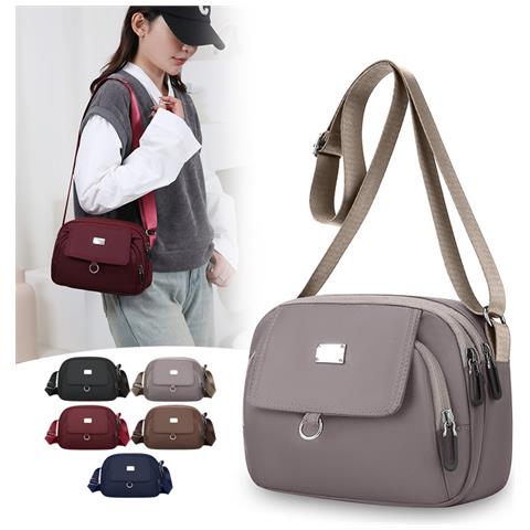 Elegante Borsa A Tracolla In Nylon 2025 Per Donna Grey - Foto 1