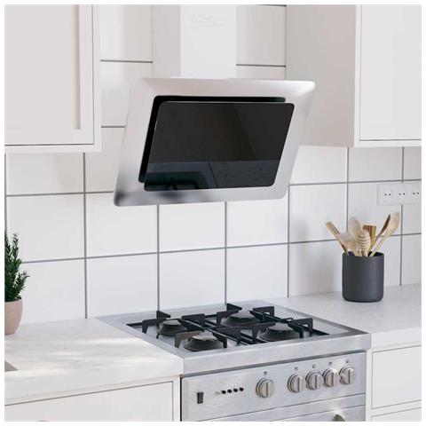 Cappa a Parete 60 cm in Acciaio Inox e Vetro Temperato Argento - Foto 2