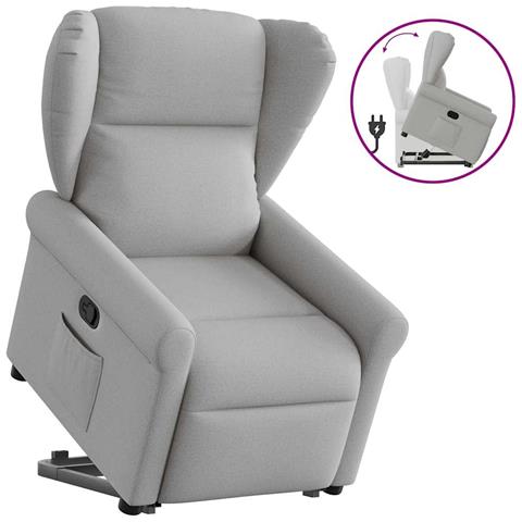 Poltrona Alzapersona Reclinabile Grigio Nuvola in Tessuto - Foto 9