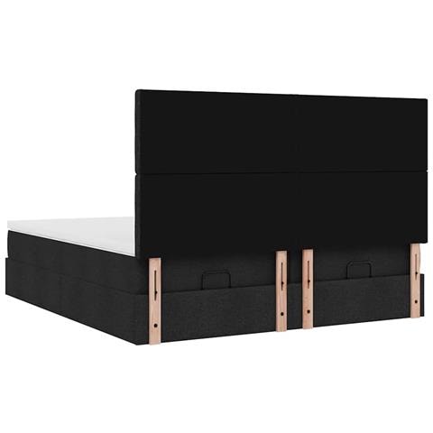 Struttura Letto Pouf con Materassi Nero 180x200 cm in Tessuto - Foto 9