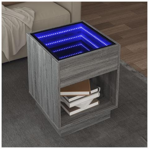 Tavolino da Salotto con LED Infinity Grigio Sonoma 40x40x50 cm - Foto 2