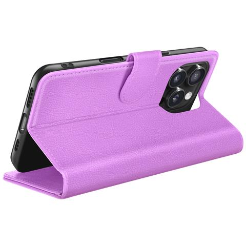 Custodia A Portafoglio Per Iphone 16 Pro Funzione Supporto E Linguetta Magnetica, Viola - Foto 5