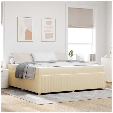 Struttura letto con materasso Crema 200 x 200 cm Tessuto - Foto 2