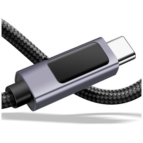 Cavo 3a Ricarica E Sincronizzazione Usb A Usb-c 60w 1,5 M Con Schermo Led, Nero - Foto 2