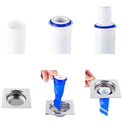 Sigillo Di Scarico A Pavimento In Silicone Blu, Antiodore - Confezione Da 4, Sigillo Anti-insetti Per Cucina E Bagno - Foto 4