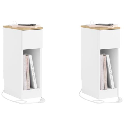 2 Comodini Sottili Con Presa, Usb E Type-c, Bianchi - Foto 1