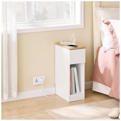 2 Comodini Sottili Con Presa, Usb E Type-c, Bianchi - Foto 7