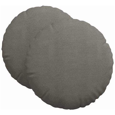 Cuscini per Seduta 2 pcs Grigio chiaro Ø 80 cm Tessuto in Cords - Foto 1