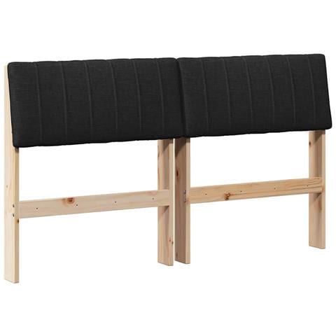 Testiera imbottita Nero 140 cm Pino massello - Foto 1