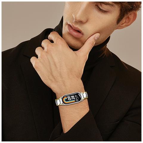 Elegante Cinturino In Acciaio Inossidabile Compatibile Con Xiaomi Band 8/9/10 - Cinturino In Metallo Sottile Silver+gold - Foto 5