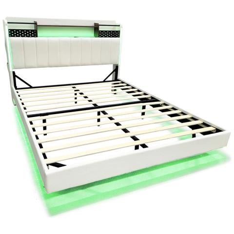 Letto Con Testata Multifunzionale, Luci Led Integrate E Sistema Di Archiviazione Smart - Foto 1