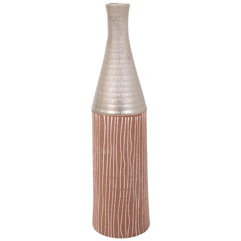 Vaso In Ceramica Argento 13,5x13,5x53h - Foto 1