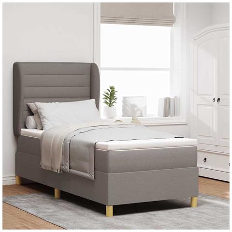 Letto con molle e materasso Grigio Scuro 90x190 cm Tessuto - Foto 2