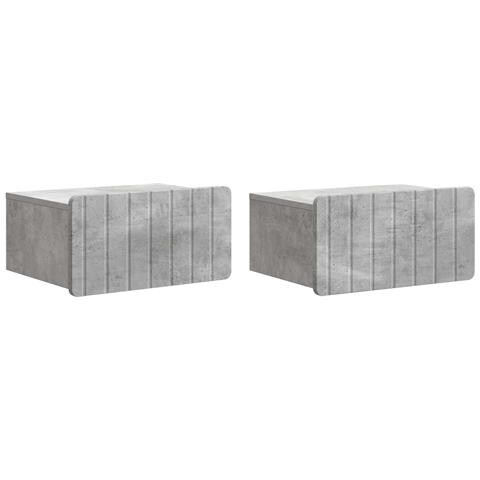 Mobiletto da notte a muro con cassetto 2 pcs Grigio Cemento - Foto 1