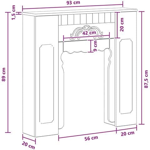 Cornice per camino Legno antico 93 x 20 x 89 cm - Foto 9