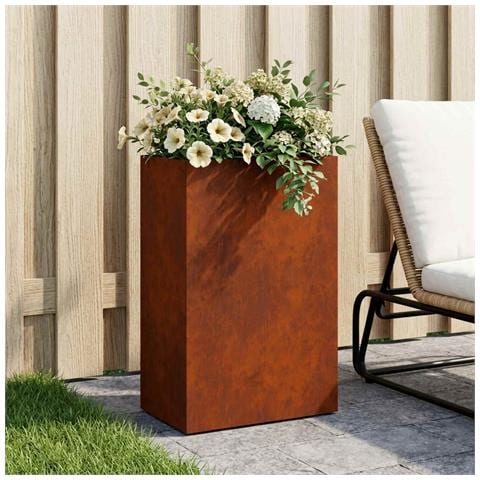 Vaso da giardino Ruggine 40 x 30 x 75 cm Acciaio Corten - Foto 2