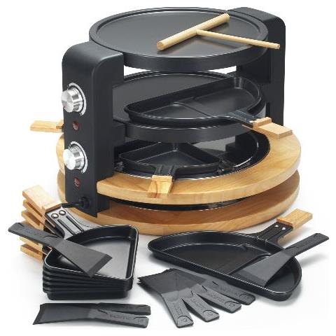 Service À Raclette / gril / crêpes - 1500w - 10 Poêlons Dont 2 Doubles- 2 Thermostats-finition Bois - Foto 1