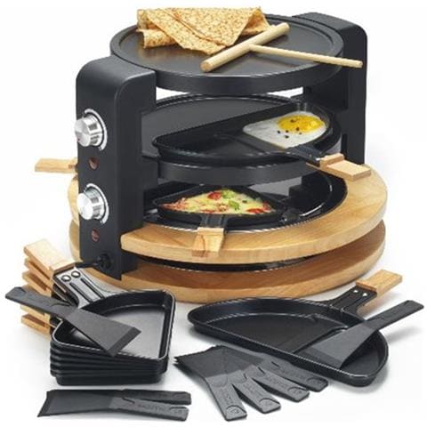 Service À Raclette / gril / crêpes - 1500w - 10 Poêlons Dont 2 Doubles- 2 Thermostats-finition Bois - Foto 5