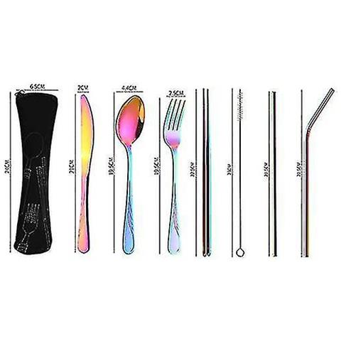 HTN Set Di Posate Pranzo Portatili Bocchetta Goccia Dritta Coltello Forchetta Cucchiaio Bacchette Pennello Per Pulizia Da 8 Pezzi Kpop Bts Merchandising Boys Bangtan Merch Trav