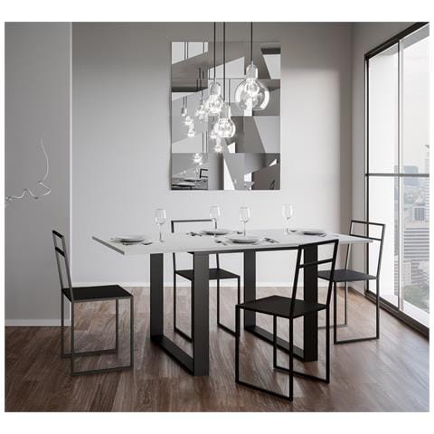 Tavolo Apribile 90x90/180 Cm Tecno Libra Telaio Antracite - Bianco Frassino - Foto 2
