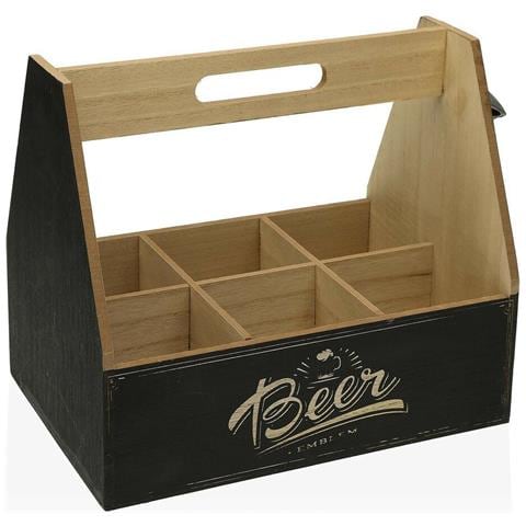 Supporto Per Bottiglie 6 Bottiglie 18 X 5 X 18 Cm Metallo Legno Mdf - Foto 1