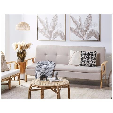 Divano Letto 3 Posti Tjorn Tessuto Beige - Foto 1