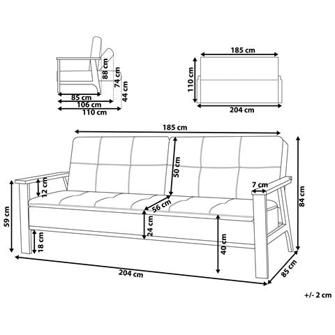 Divano Letto 3 Posti Tjorn Tessuto Beige - Foto 8