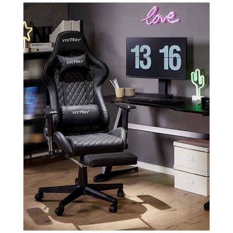 Sedia Da Gaming Victory Pelle Sintetica Nero - Foto 7
