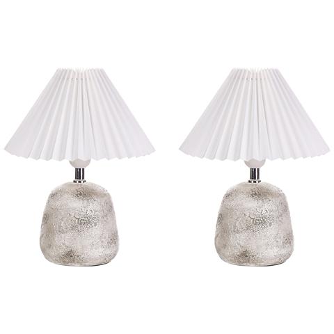 Set Di 2 Lampade Da Tavolo Zeyi Ceramica Bianco - Foto 9