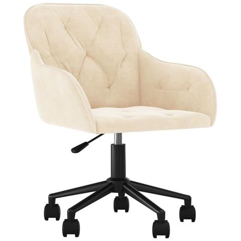 Sedia Da Ufficio Girevole Crema In Velluto - Foto 2